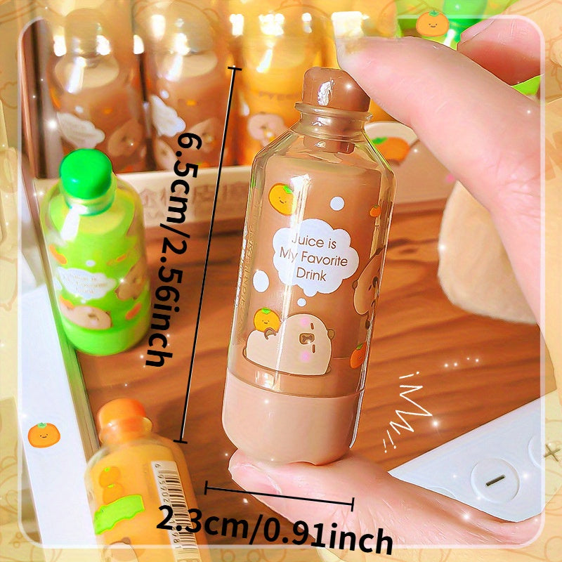 [Cute Bear Erasers] 3pcs Cute Bear-Themed Drink Bottle Erasers | High-Quality Thermoplastic Rubber, Vibrant Juice-Shaped Design, Random Color Selection, Perfect for Organizing and Cleaning Up Art Supplies