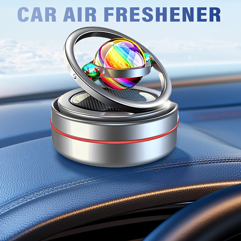 [Solar Power Car Diffuser] Rotating Solar Power Car Fragrance Diffuser, Essential Oil Diffuser, Car Decoration, Interior Accessories | Includes Two Aroma Pads As a Gift