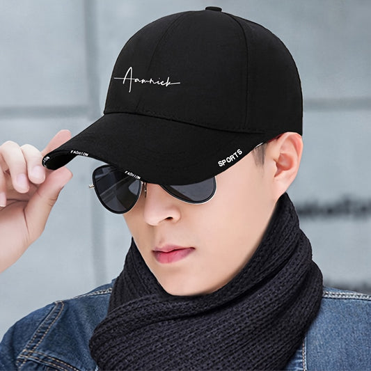 1pc Adjustable Snapback Baseball Cap - Black, Comfortable Fit for All Head Sizes, Stylish & Versatile, Polyester Material, Sports Cap|Sleek Black Cap|Adjustable Fit