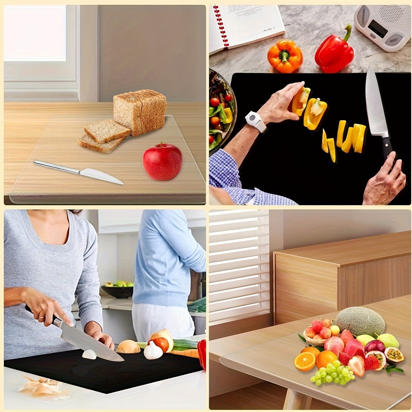 Large Black Cutting Board – Lip Edge, Non-Slip, Durable