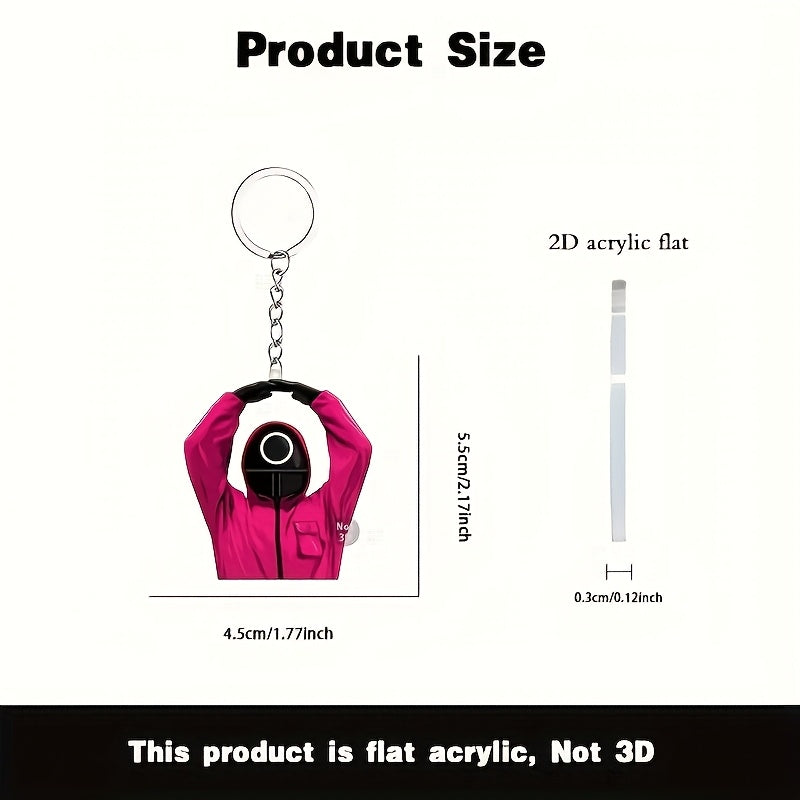 2D Flat, Cute Pink Dress Classic Character Acrylic Keychain, Fashionable Squid Lover Pendant, Suitable for Bag and Car Key Decoration, Ideal Holiday Gift for Family and Friends Christmas Tree Party Decorations, 2D Flat