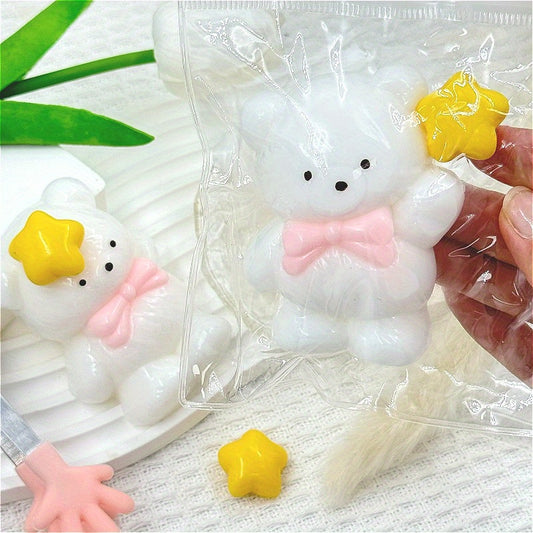 Soft Taba Toy, Magic Star Bear Cute Creamy High-End Sensory Toy, Suitable as Relaxation Toy, Safe TPR Material, Excellent Companion for Relaxation, Birthday/Party/Festival Gift