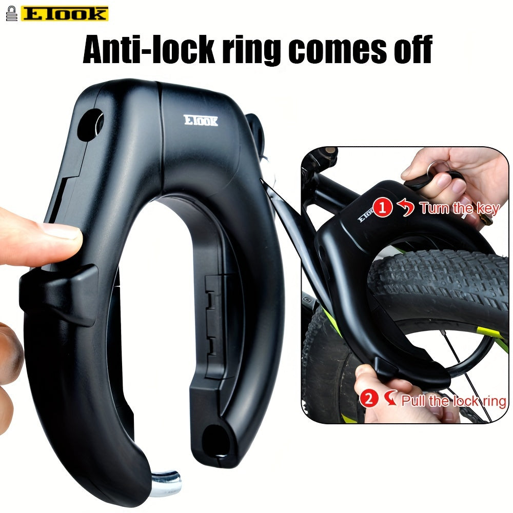 ETOOK Heavy-Duty Bike Lock - Anti-Theft U-Shaped Crab Claw Design for Mountain & Road Bikes, Stainless Steel Frame with Paint Finish