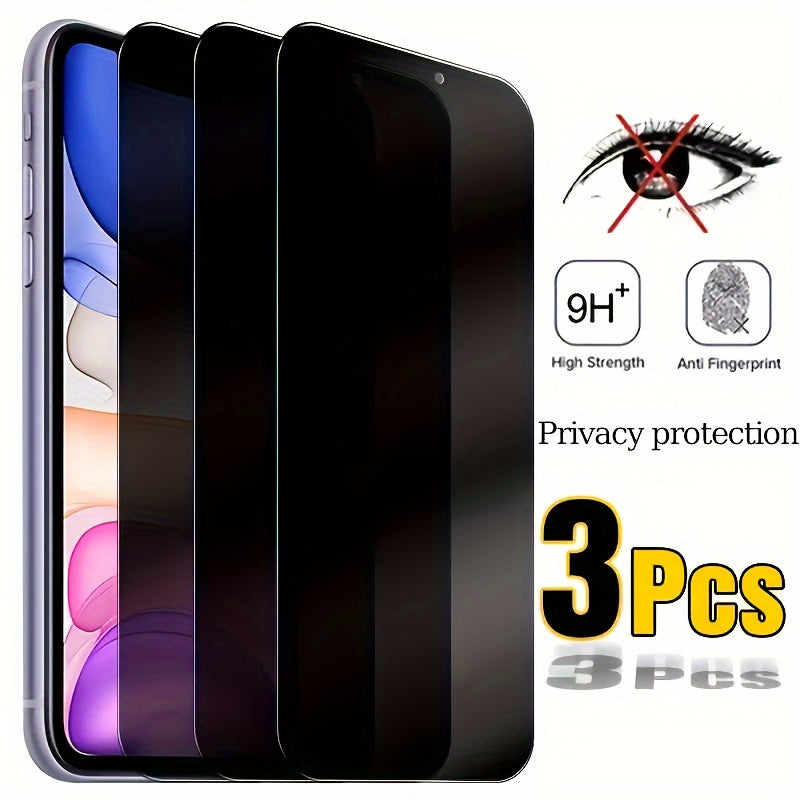 [Privacy Screen] 3pcs Full Cover Privacy Screen Protector | for iPhone 11 12 13 PRO MAX, iPhone 14 Pro 15 Pro Max, iPhone 14 Plus 15 Plus | Tempered Glass Privacy Glass Film