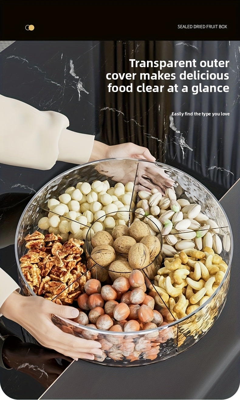 Double-layer design with two color choices. Premium Compartment Snack Tray".