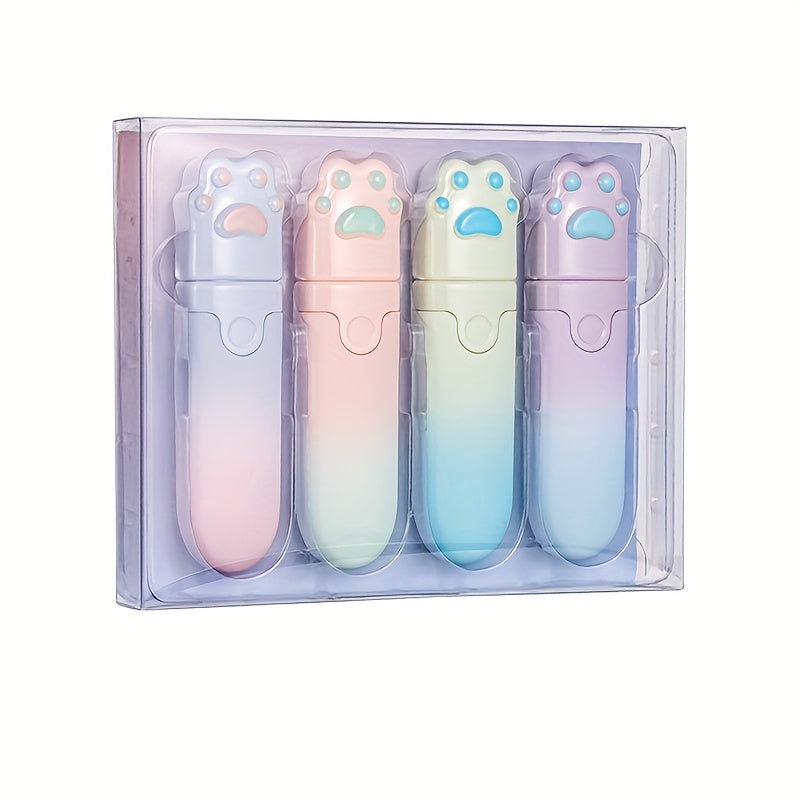 4pcs Cat Paw Shaped Gradient Correction Tape, Small and Portable Student Special, Cute Stationery Correction Tape, Smooth Correction Without Portable Correction Pe