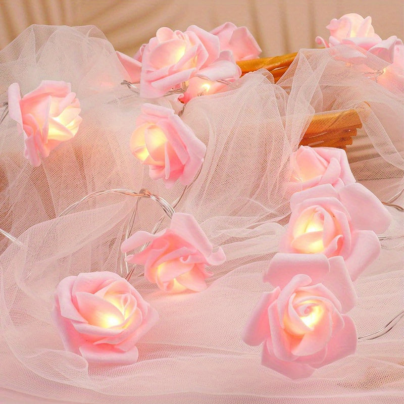 20-LED Battery Powered Fairy Lights - Enchanting LED Rose Garland String for Parties, Gardens, Christmas & Weddings - 4.92ft / 59.1Inch, 19.69ft / 236.2Inch, No Batteries Included