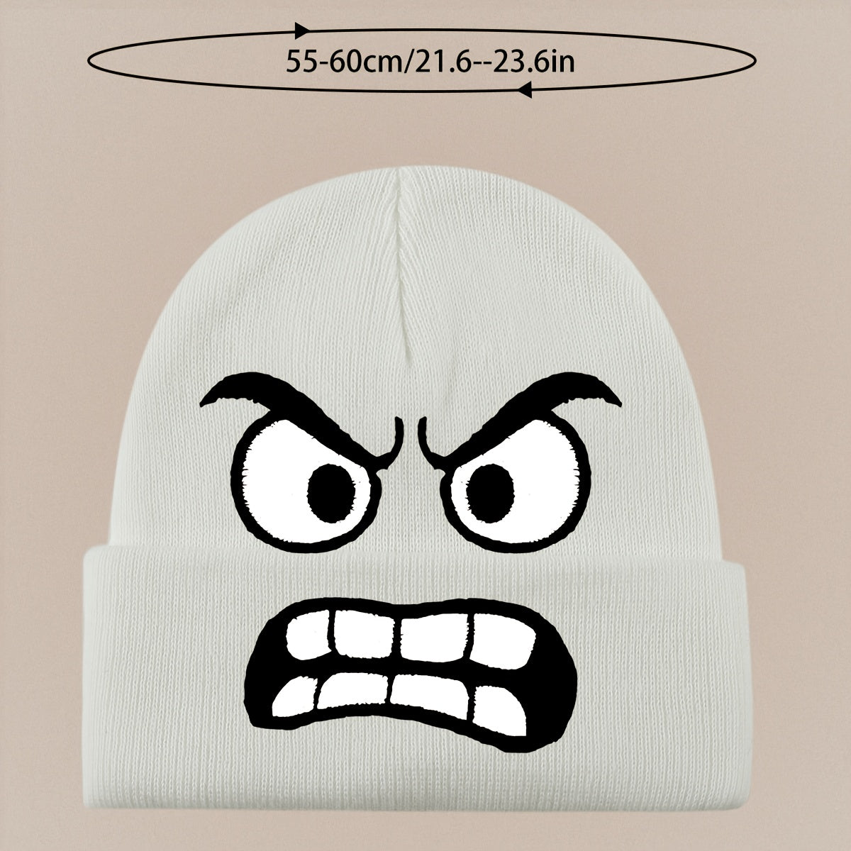 Angry Face Print Winter Hat