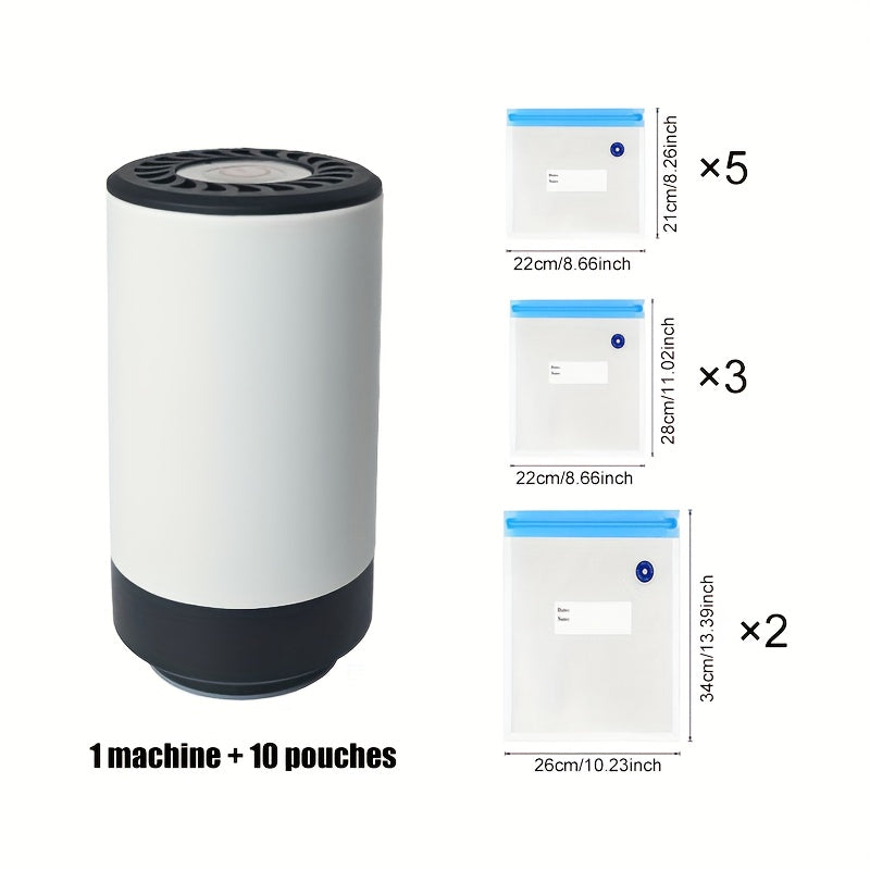 jkuoo-3in 1 USB rechargeable vacuum Seal Kit - portable electric pump and durable multi-size storage bag