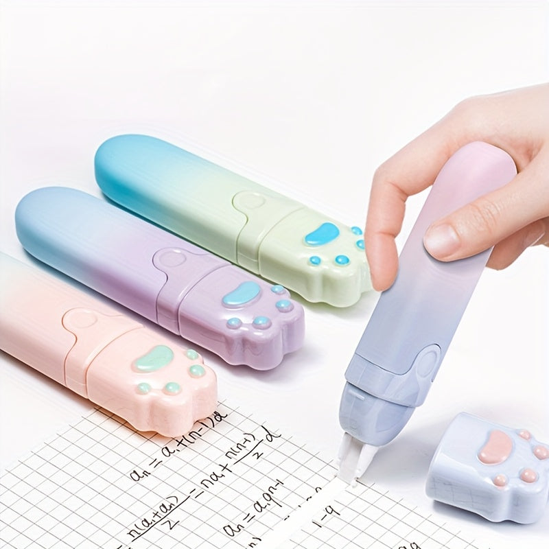 4pcs Cat Paw Shaped Gradient Correction Tape, Small and Portable Student Special, Cute Stationery Correction Tape, Smooth Correction Without Portable Correction Pe