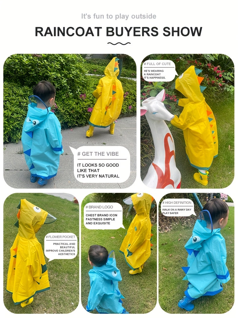 Kids' Soft and Comfortable Outdoor Thickened Raincoat for Boys and Girls -6 Years, Cute EVA Lightweight Rain Cape with 3D Tail Spikes