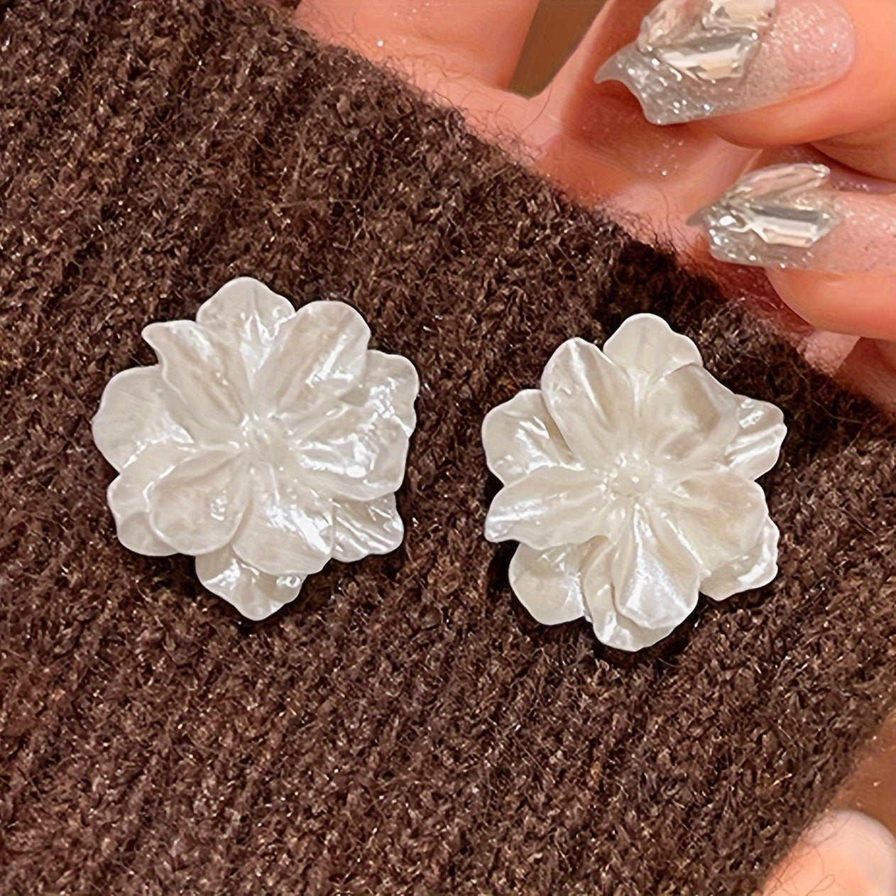 Elegant Floral Bloom Stud Earrings - Hypoallergenic Acrylic, Iron-Free Ear Needles, Perfect for Daily Wear, Parties, Weddings, Banquets, Business Events, and Leisure Activities - One Pair