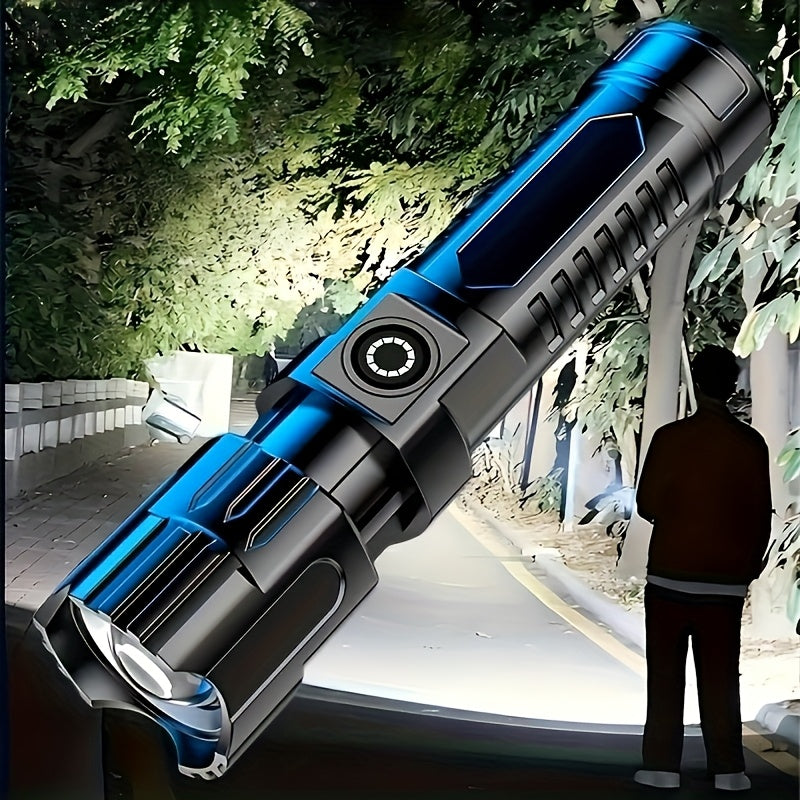 Super Bright LED Flashlight - Rechargeable High Lumen Handheld Light with Adjustable Focus, Long-Lasting Battery Life, Tactical Design for Outdoor and Emergency Use, Rechargeable Flashlight