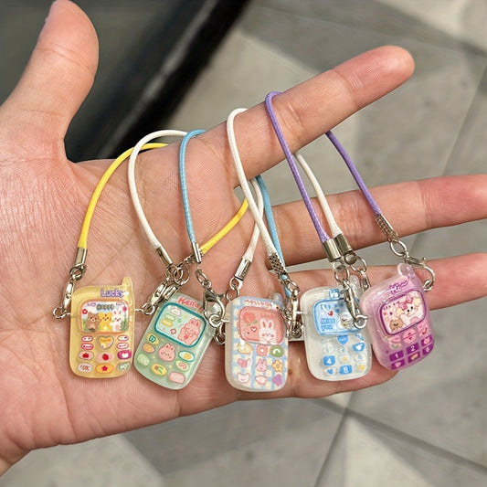 Adorable Cartoon Animal Resin Keychain with Colorful Phone Charms - Fun Bag Accessory and Gift Idea for Women