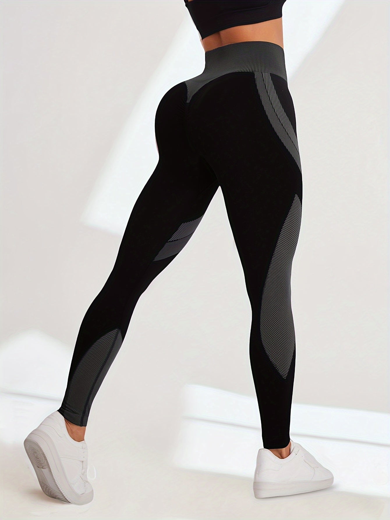 High Waist Seamless Yoga Pants with Color Stripes