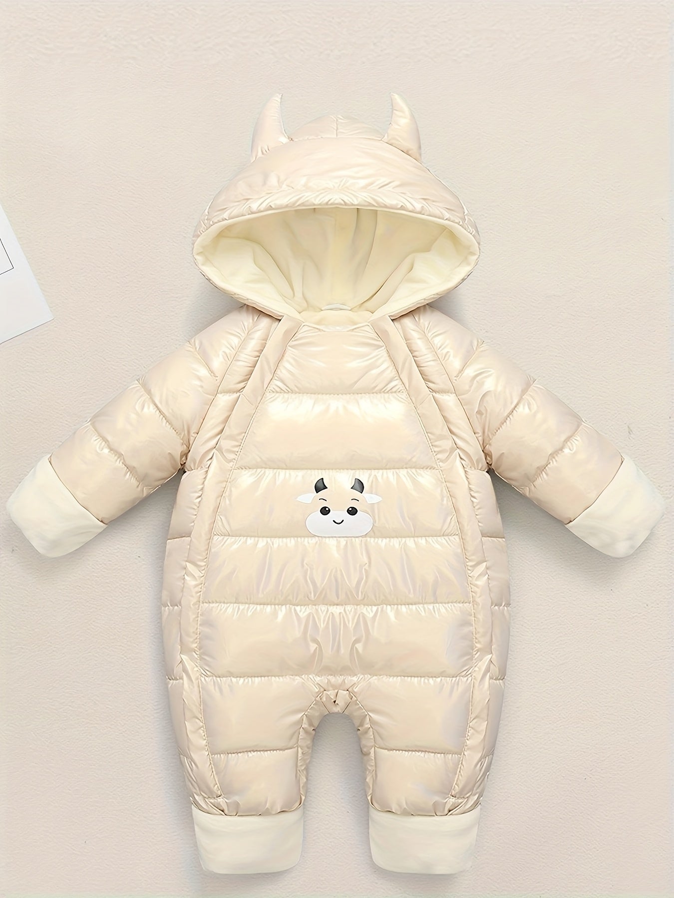 Warm Fleece-Lined Snowsuit Warm Thick Fleece-Lined Winter Snowsuit with Hood & Bear Patch.