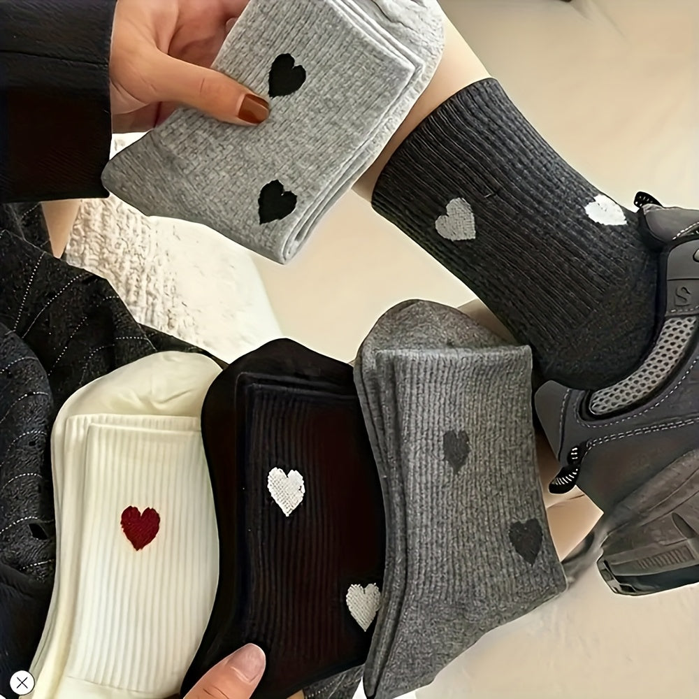 5-Pack Women's Heart-Print Thermal Winter Socks