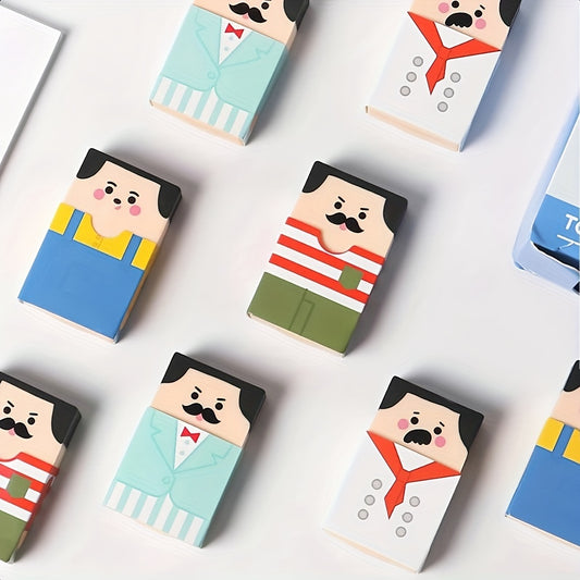 4pcs Of Novelty Bald Man Eraser Interesting Stationery School Supplies