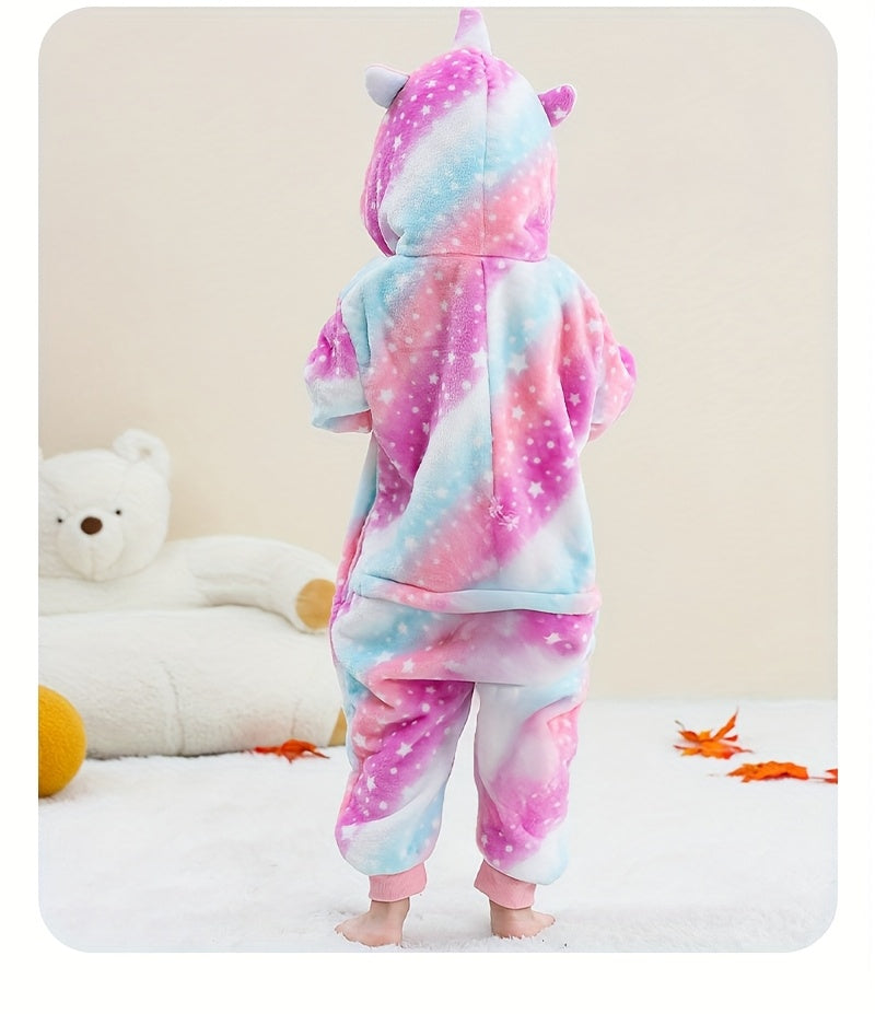 Animal Hooded Onesie Children's Flannel Clothing 4-12Y for Autumn and Winter