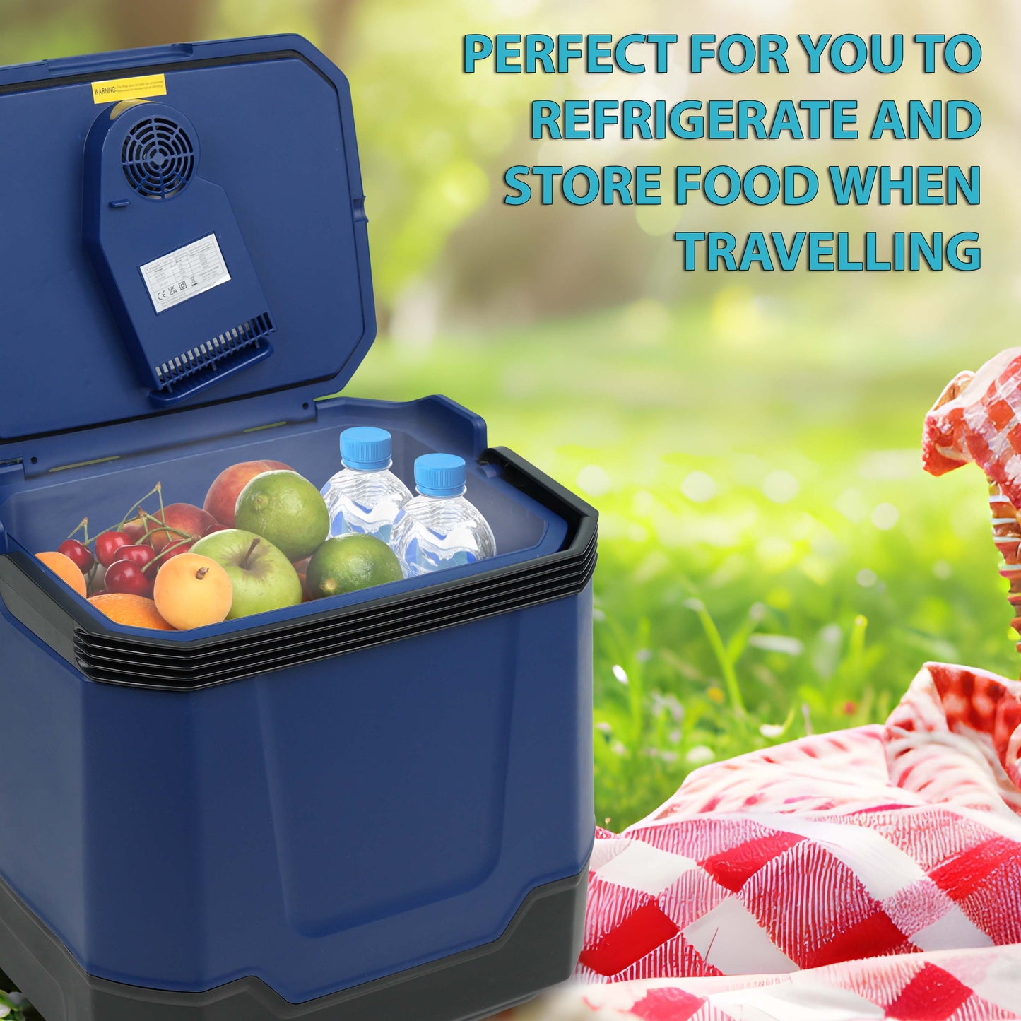 33L Electric Cool Box for Car & Home - Hot & Cold Thermoelectric Cooler, 12V DC & 240V AC, Portable Camping Fridge for Travel, Picnic, Office, Boat, Energy Efficient, Durable Design, Dual Power Compatibility