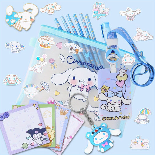 Sanrio 1 Set Of Yuguigou And Kulomi Stationery Set, Including Stickers, Pencils, Pencil Erasers, Sticky Notes, Lanyards With Identity Badges, Anniversary And Graduation Gift Bags, Birthday Gift Gifts