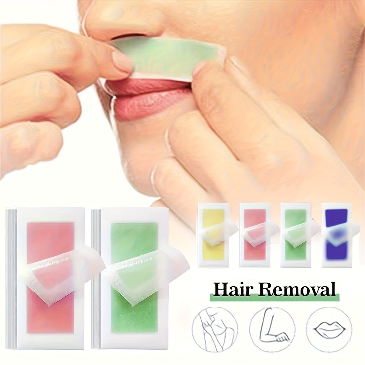 WAXKISS 20-Pack Ready-to-Use Wax Strips Aloe/Lemon/Rose/Lavender Scented Summer Hair Removal Portable travel Size .