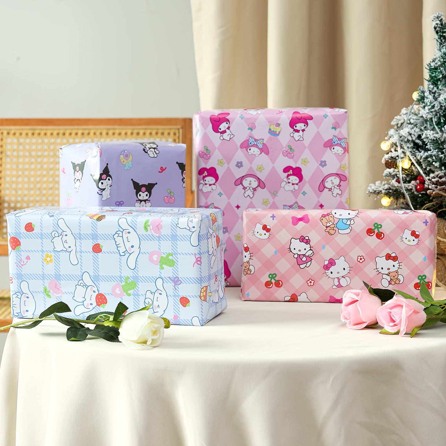 [Stylish New Designs] Sanrio Wrapping Paper | 5/10pcs | Featuring Stylish New Designs of kuromi, My Melody, Cinnamoroll, and hello kitty | Gift Wrapping Paper, Floral Wrapping Paper, Christmas Gift Wrapping Paper, and Holiday