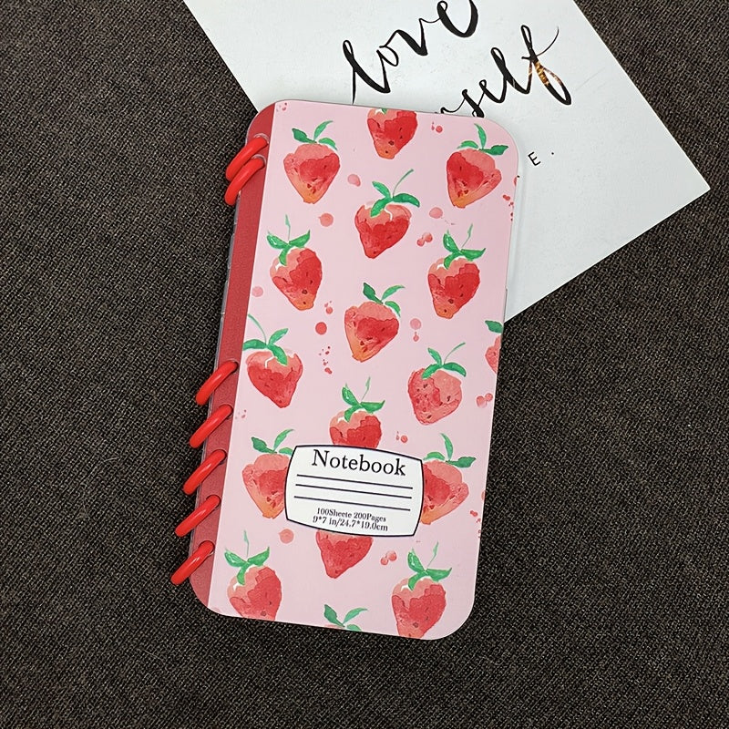 TPU Material New Book Flip Style Pink Background Strawberry Print Mobile Phone Case Suitable for Apple Series 11, 12, 13, 14, 15, 16pro mox Samsung Series 23, 24UItra