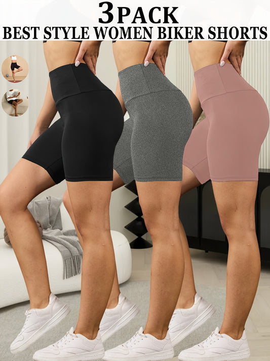 3-Pack High Waisted Biker Shorts for Women