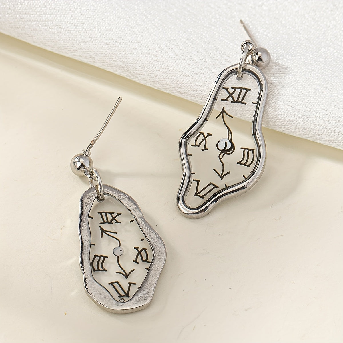 A Pair of Minimalist And Stylish Elegant Watch Design Handmade Earrings Stud Dt203