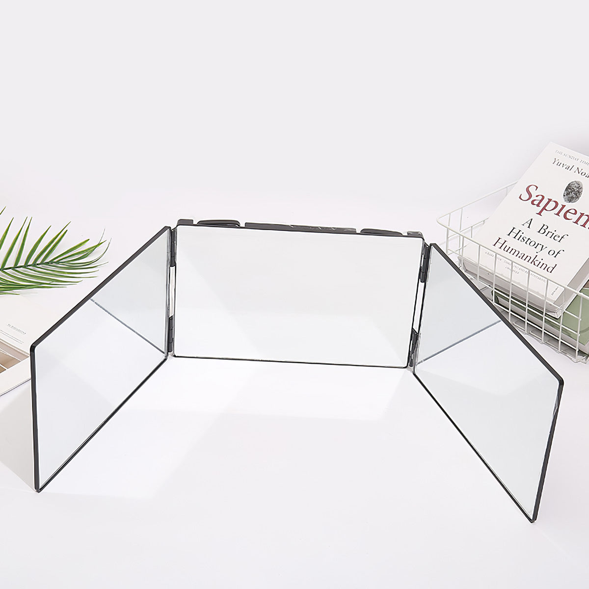 Rotating Three Way Mirror Hair Clipper, 3-way Rotating Folding Makeup Mirror,