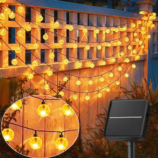 1pc Solar 100/50/20 crystal lights Fairy Lights 8 Modes Crystal Balls. IP65 Outdoor Solar for Garden, Patio, Balcony, Weddin, Outdoor Christmas Summer Decoration(Warm light, white light, colored light)