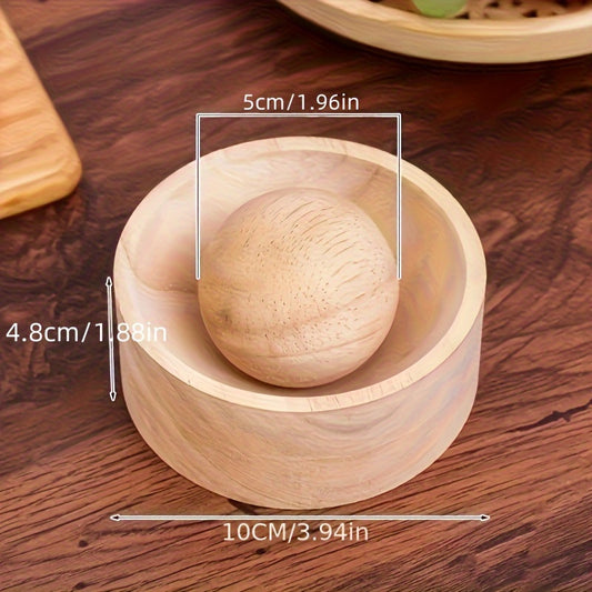 1pc Wooden Dumpling Maker with Rolling Ball - Manual Kitchen Tool for Perfectly Round Dumplings, No Electricity Needed.