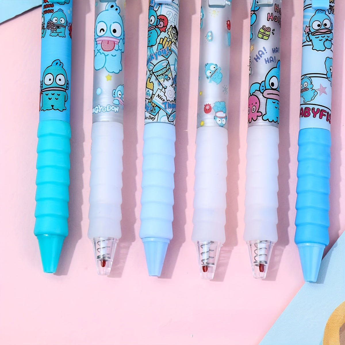 6pcs Sanrio Clownfish Quick-Dry Gel Pens, Fine Point, Black Ink, Smooth Writing for Journaling, Office Supplies, and School Stationery