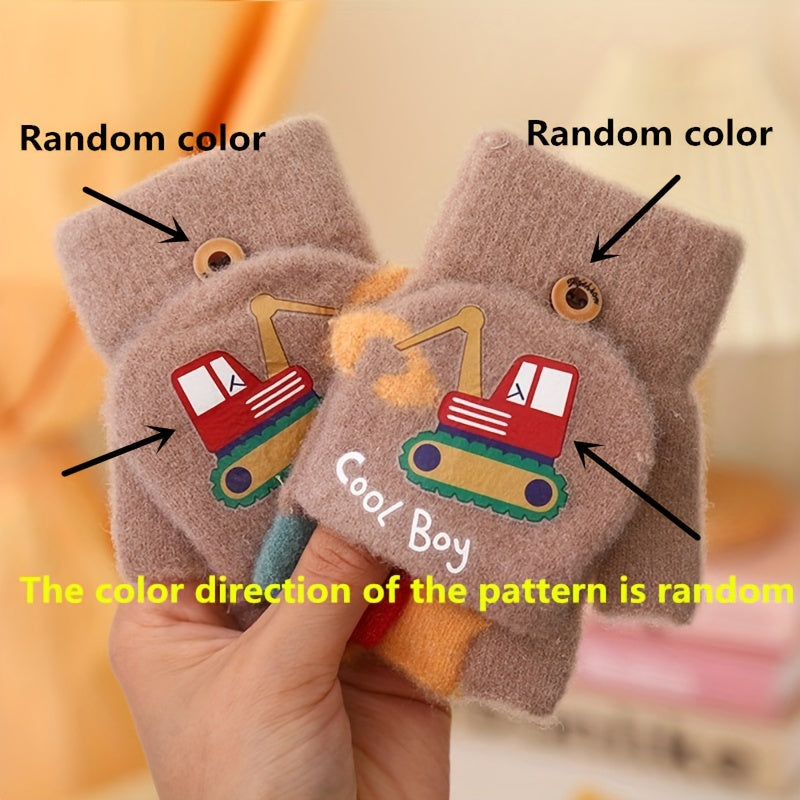 Cozy Boys' Flip-Top Fingerless Mittens