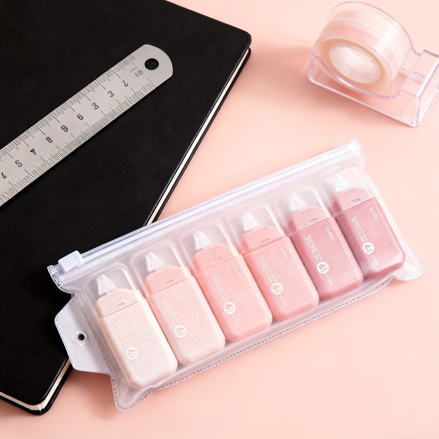 6 Tubes/6 Roll Set (4 Color Variants) All-in-One Double-Sided Glue Stick/Adhesive Tape Kit.