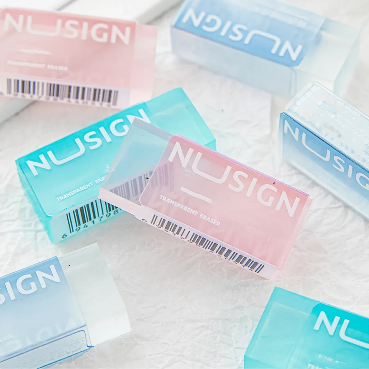 [Cute Eraser] Transparent Visible Design Rectangle Synthetic Rubber Eraser | Deli Lovely, Simple Solid Color, Cute Student School Supplies