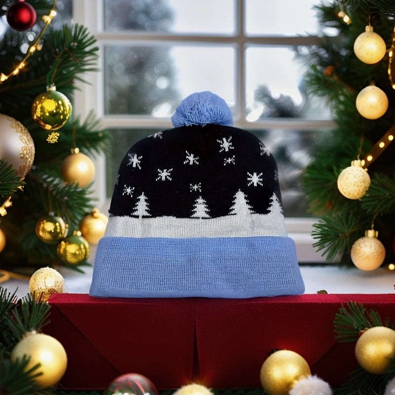 1pc Cartoon Jacquard Double-Layer Knitted Hat