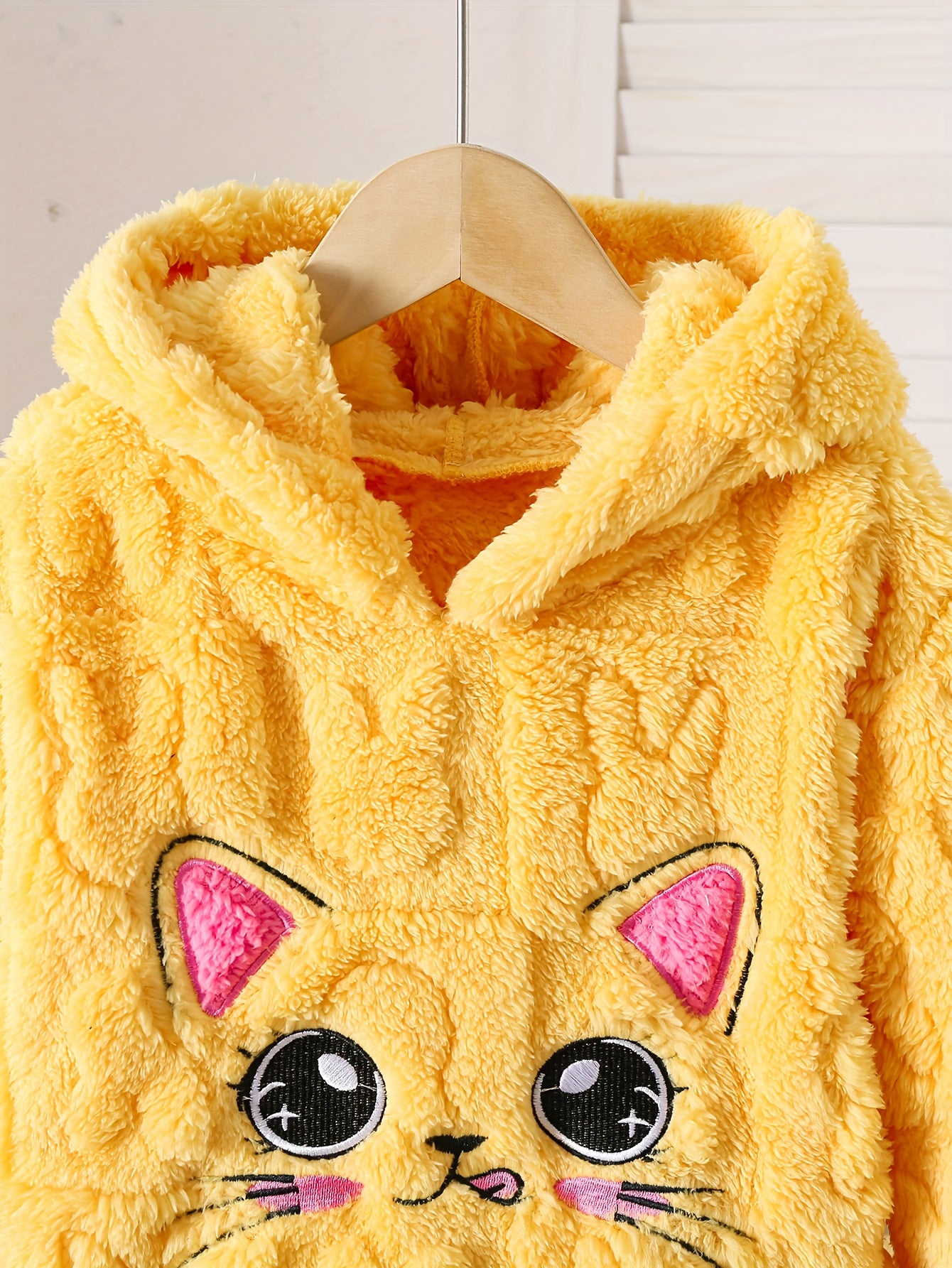 Girls' Plush Rabbit Coat Dress with Fluffy Collar & Bow - Cozy Winter Warmth,.