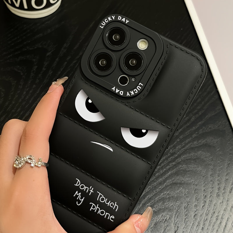 A Soft Rubber Anti-Slip Down Jacket Style Phone Case with Anime Pattern Printing, Suitable for Apple Series 11, 12, 13, 14, 15, 16 Pro Max, Samsung Series A05, A15, A25, A35, A55, S23, S24 Ultra, And Redmi Series 9 Note, 10 N