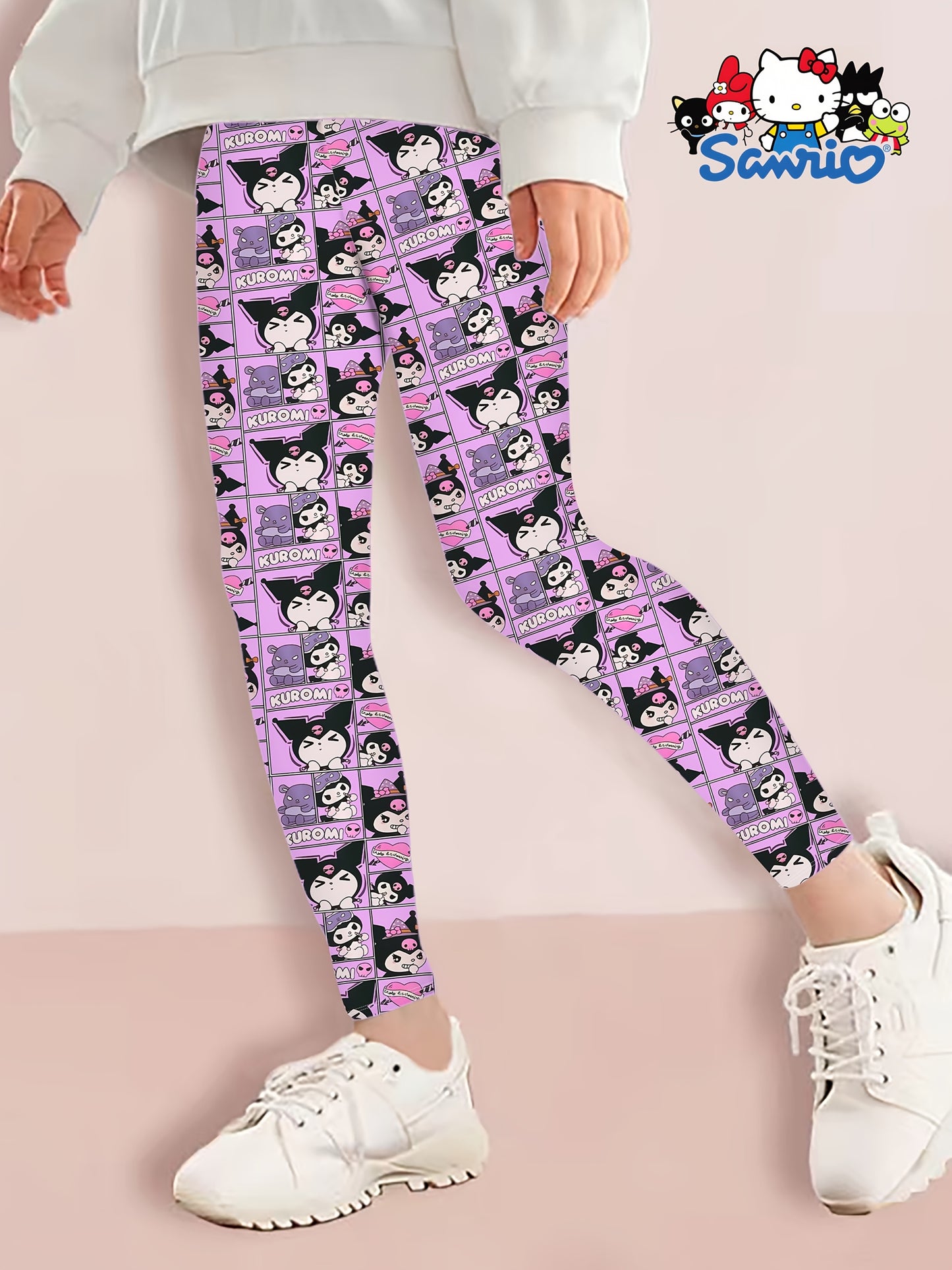 For Hello Kitty & for Kuromi 3D Print Slim Yoga Pants for Girls - Cute Cartoon Design, Soft & Comfortable, Perfect for Casual or Active Wear, All-Season Wear, Casual Wear Pants | Playful Design Pants | High-quality Print, for