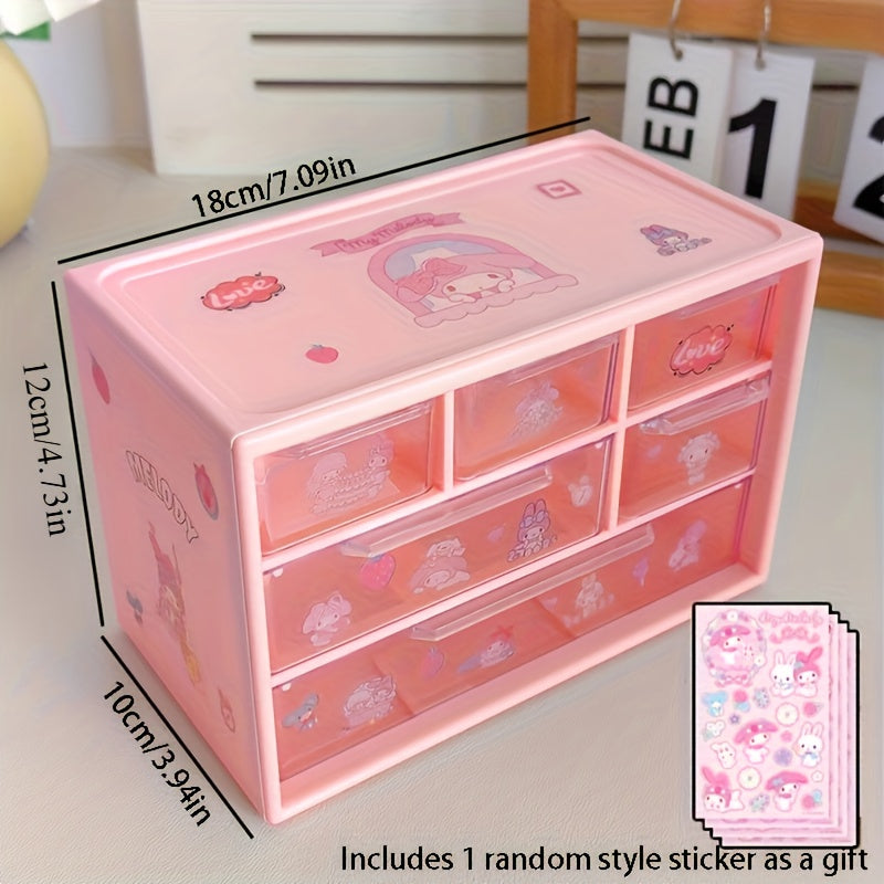 Kuromi Desktop Storage Box with Six Compartments