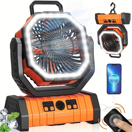 Portable Camping Fan Light – Bright, Rechargeable, Durable Cooling Companion