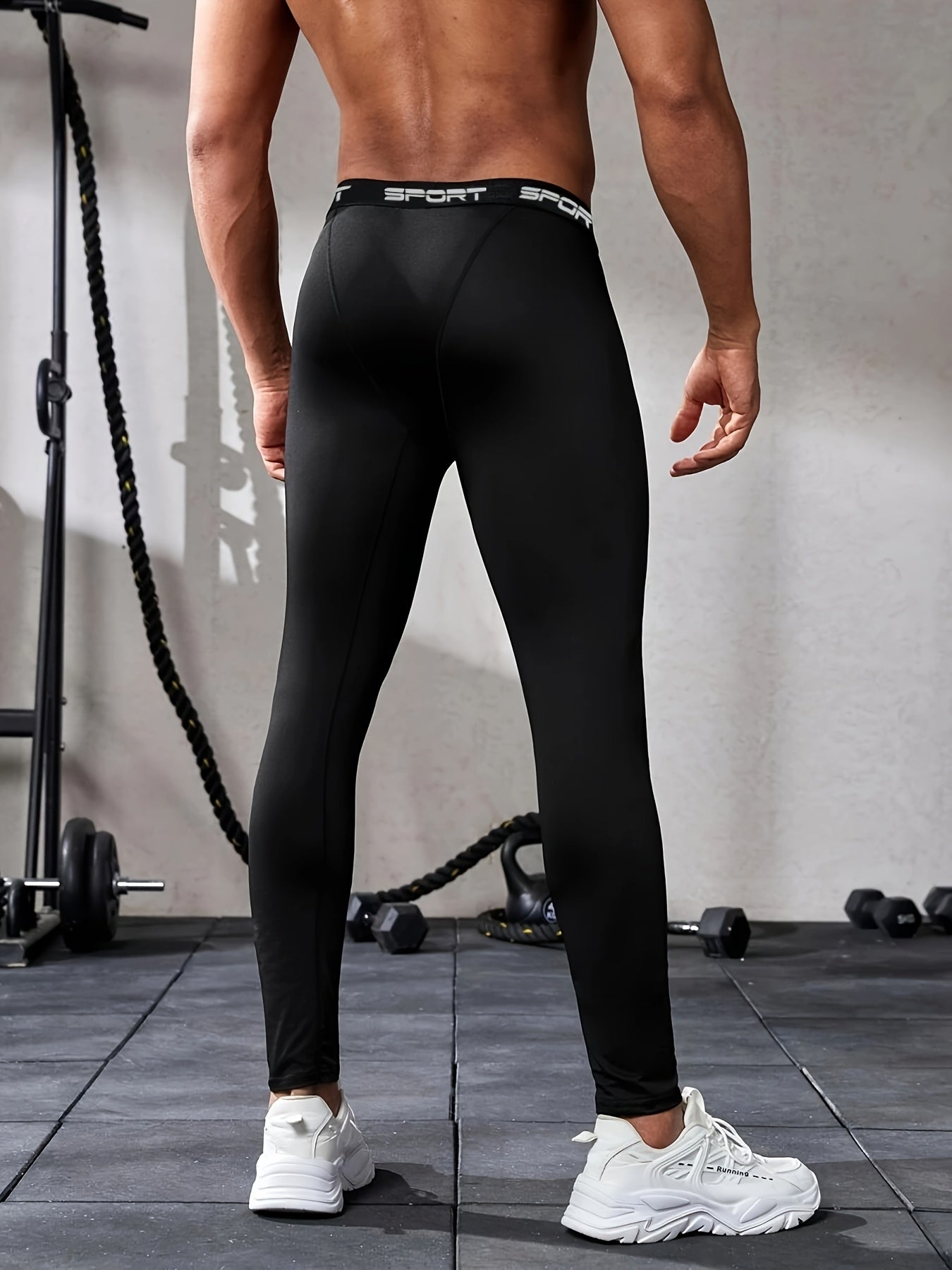 3pcs Men'S Thermal Leggings - Black with KING Print, Plush Lined, High Elasticity, 24H Warmth Retention, Ideal for Winter.