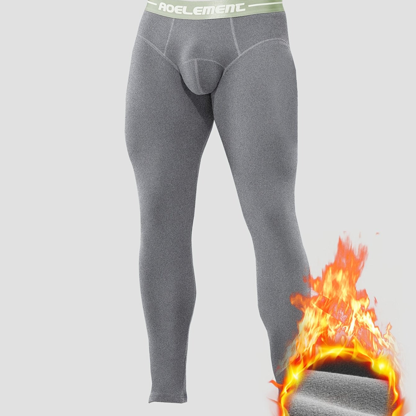 Men's Thermal Underwear Winter Warm Flocked Base Layer Pants - Heavy-Duty, All-Season & Elastic Fit for Cold Weather.