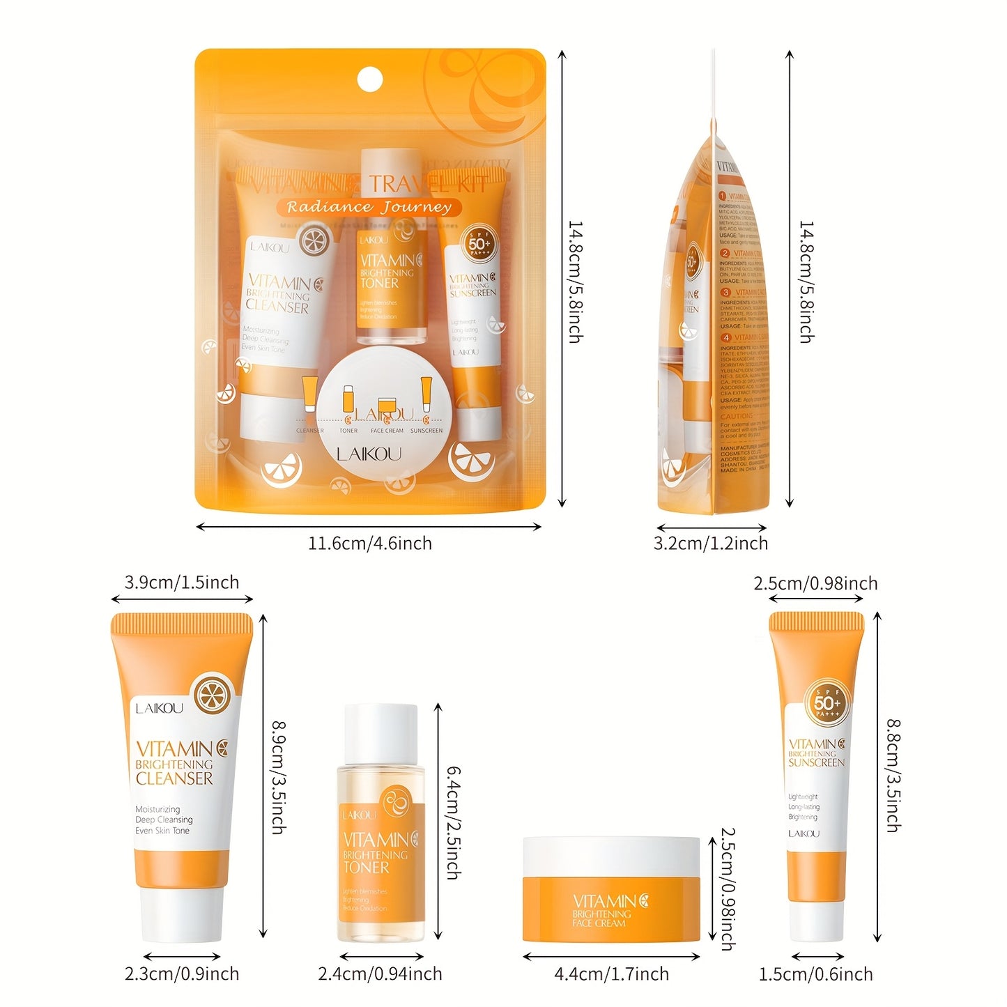 LAIKOU Vitamin C Skincare Set with Four Products