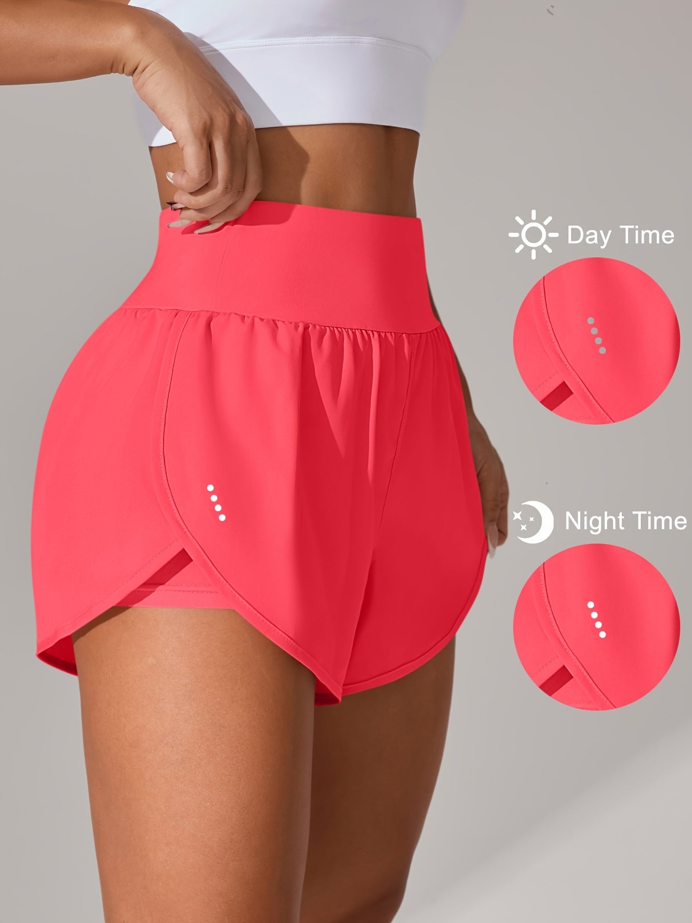 Light Blue High-Waisted Yoga Shorts with Ruffles