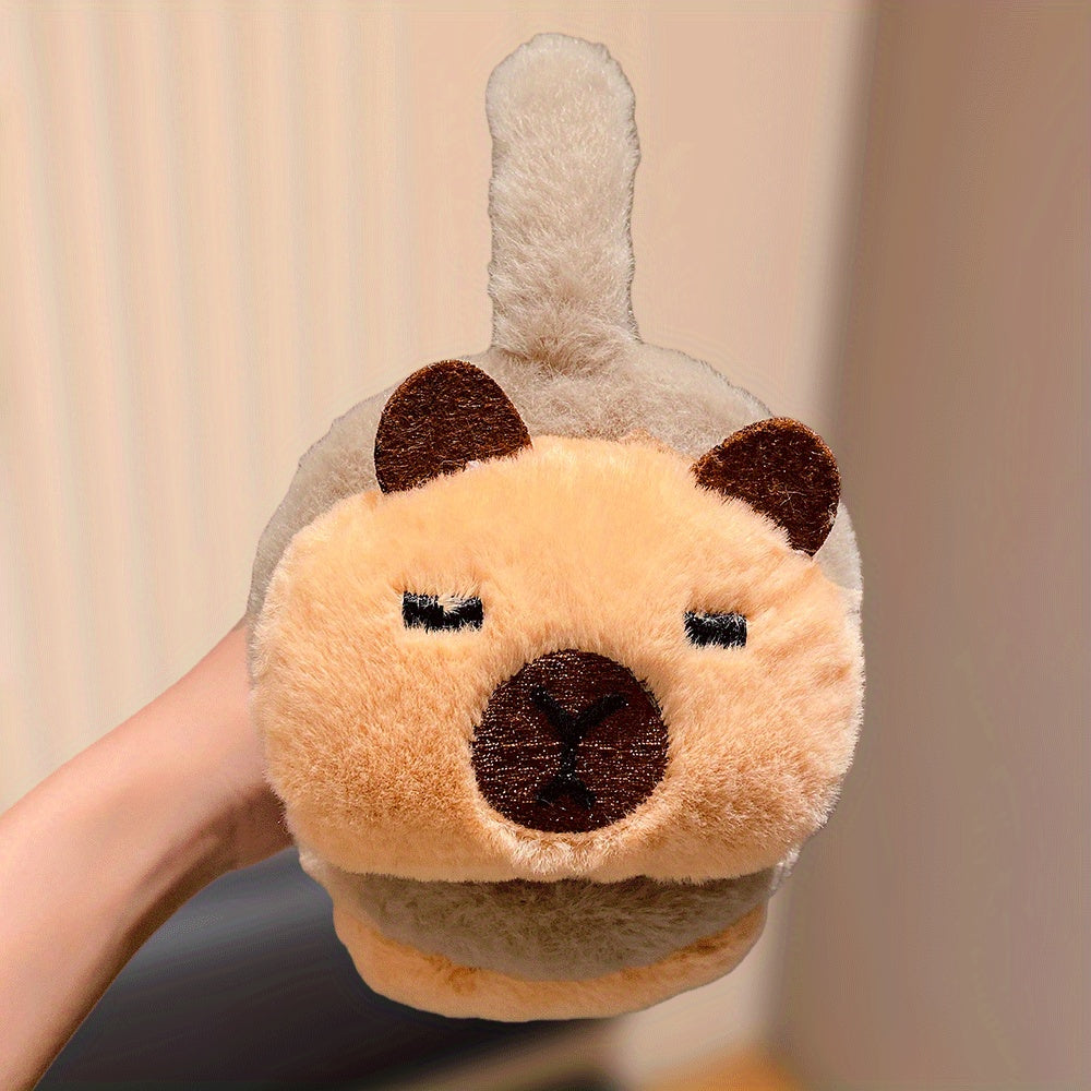 1 Multi-Color Capybara Design Ear Muffs with 3 Different Expressions
