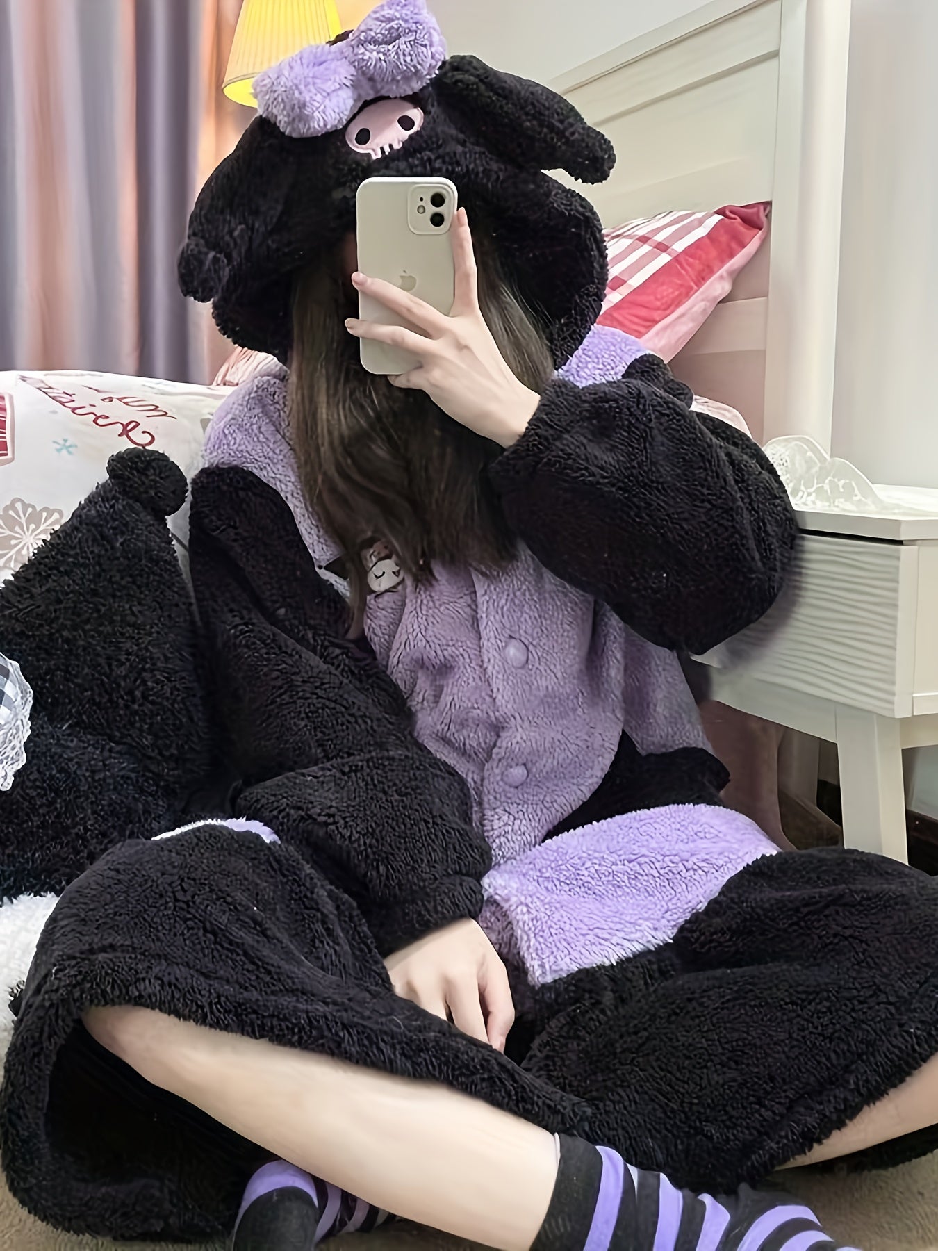 Mother's Day Gift Sanrio New Hello Kitty Women's Autumn Winter Warm Pink Coral Fleece Home Robe.