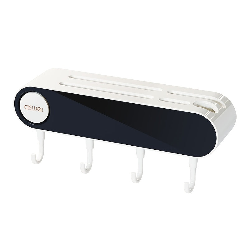 Multifunctional Wall Hanging Knife Holder, Can Hold Multiple Knives, with Integrated Sharpening Stone, Equipped with 4 Hooks, Suitable for Spatulas, Funnel, Kitchen Tools